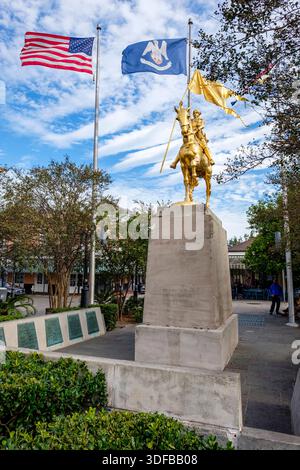 Joan of Arc Statue von Emmanuel Frémiet, Place de France, French Market, New Orleans French Quarter, Louisiana, USA Stockfoto