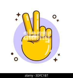 Gelbe Hand Friedenszeichen Geste Vektor Illustration Flaches Design Stock Vektor