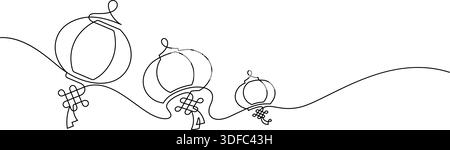 chinesische Neujahrspapier Laterne hängt durchgehende Linie Zeichnung dekorative Kopie Raum minimalistische Kunst. chinesische rote Laterne blasen im Wind Stock Vektor