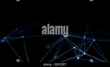 Blauer Digitaler Plexus-Anschluss Netzwerk Technischer Hintergrund Kopierraum. 3D-Rendering Stockfoto