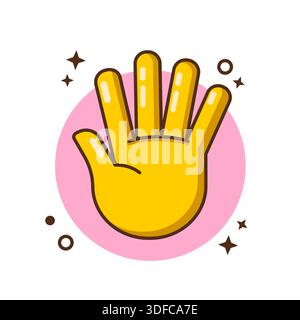 Freundliche gelbe Hand mit gespreizten Fingern Geste Vektor-Illustration flaches Design Stock Vektor