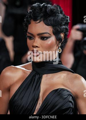 Teyana Taylor geht auf dem roten Teppich bei den 83. Jährlichen Golden Globe Awards, die am 11. Januar 2026 im Beverly Hilton Hotel in Beverly Hills, KALIFORNIEN, stattfanden. (Foto: Sthanlee Mirador/SIPA USA) Stockfoto