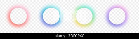 Strahlender Kreisrahmen mit Verlaufsbereich auf weißem Hintergrund. Flüssige lebendige Farbverläufe Stock Vektor
