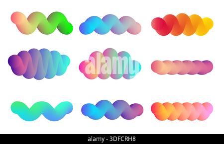 Abstrakte 3D-Kollektion mit Wellenlinien. Verlaufsvektor überblenden Stock Vektor
