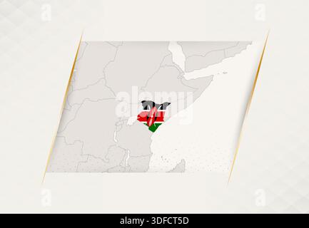Kenia Country Map Mit Nationalflaggenfarben. Vektorabbildung. Stock Vektor
