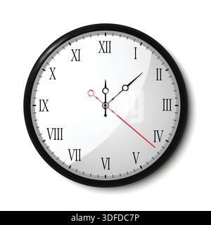 Wanduhr isoliert auf weißem Hintergrund Stock Vektor
