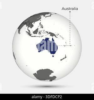 Karte von Australien mit Position auf der Globe Stock Vektor