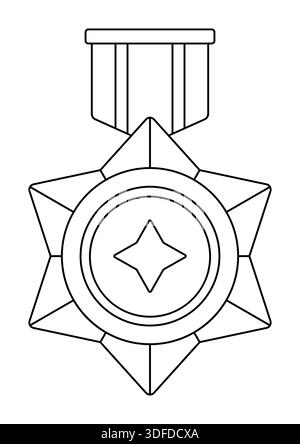 Goldmedaille mit Band und Stern. Spielpreis für die Gewinner. Illustration des Preises für Sportwettbewerbe. Stock Vektor