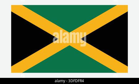 JAMAIKA Flagge mit Originalfarbe Stock Vektor