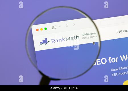 Ostersund, Schweden - 12. Januar 2026: Rank Math Website. Stockfoto