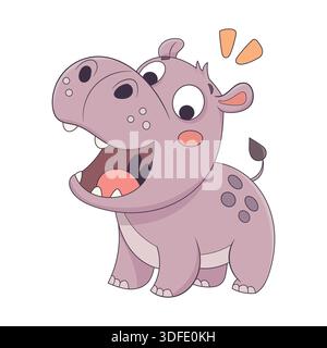 Niedliche lächelnde Nilpferd-Cartoon-Vektor-Illustration Stock Vektor