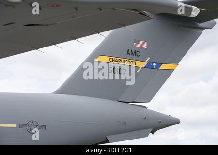 BERLIN – 05. JUNI 2024: Der strategische und taktische Luftwaffe McDonnell Douglas/Boeing C-17 Globemaster III. US Air Force. ILA Berlin Air Show 2024 Stockfoto