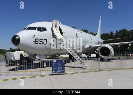 BERLIN, DEUTSCHLAND - 23. JUNI 2022: Anti-U-Boot-Kriegsführung, Anti-Surface-Kriegsführung und Seepatrouillenflugzeug Boeing P-8A Poseidon. DIE US Navy. Ausstellung I Stockfoto