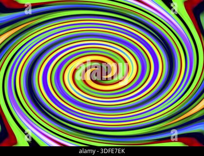 Spirale aus bunten Linien. Abstrakte Malerei - psychedelische Bilder Stockfoto