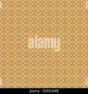 Bearbeitbare Elemente. Nahtloses Vintage-Muster, stilvoller geometrischer Hintergrund, abstraktes Wiederholungsmuster, Illustration, Vintage-Design, Geometrische Blumen. Stock Vektor