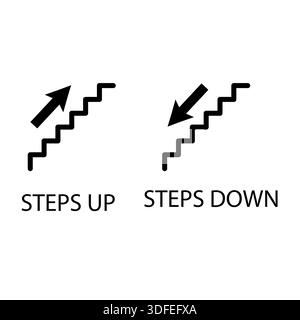 Symbol für lineare Treppe. Symbol für Umrissbewegung. Professioneller Übergangsvektor. Orientierung der Navigationstreppe. Stock Vektor