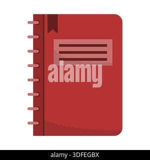 Rotes Tagebuch. Braunes Deckblatt. Schulbuch Vektor. Office-Symbolobjekt. Stock Vektor
