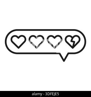 Symbol „Love Feedback“. Symbol für die Herzbewertung. Beziehungs-Chat-Vektor. Gebrochenes Herz. Stock Vektor
