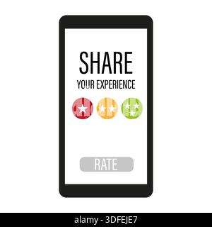 Abbildung: Mobiltelefon. Bildschirm „Erlebnisse teilen“. Smartphone-Interface-Konzept. Vektor-App-Design Stock Vektor