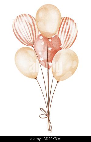 Handgezeichnete Ballons Aquarellillustration Stockfoto