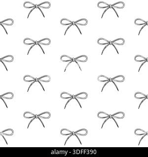 Handgezeichnetes nahtloses Muster aus grafischen Schleifen, detaillierte Skizze auf weißem Hintergrund Stock Vektor