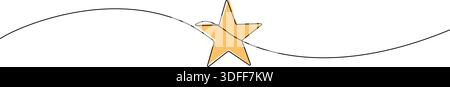 Durchgehende Linienzeichnung von Einzelsternform, Strichgrafik-Vektor-Illustration Stock Vektor