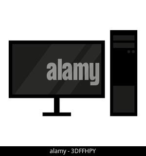 Außergewöhnlicher Desktop-Computer. Symbol für außergewöhnlichen Arbeitsplatz. Außergewöhnlicher Hardware-Vektor. Außergewöhnliche elektronische Büroausrüstung. EPS 10. Stock Vektor