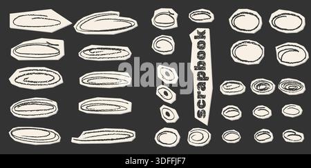 Handgezeichnete Kreidekreide und Kritzeleien sorgen für eine verspielte Scrapbook-Collage. Bunte Bleistiftstriche, Herzen und runde Formen bilden eine charmante Struktur Stock Vektor