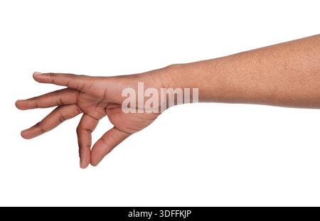 Männliche Hand nimmt etwas auf, Ausschnitt Stockfoto