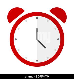 Aussergewöhnliches Morgenchronometer. Außergewöhnlicher Weckapparat. Außerordentlicher Terminvektor. Außergewöhnliche rote Uhr. Stock Vektor