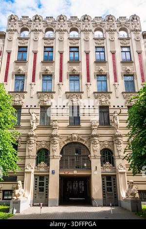 Jugendstilviertel in der Innenstadt von Riga, Lettland Stockfoto