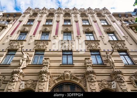 Jugendstilviertel in der Innenstadt von Riga, Lettland Stockfoto