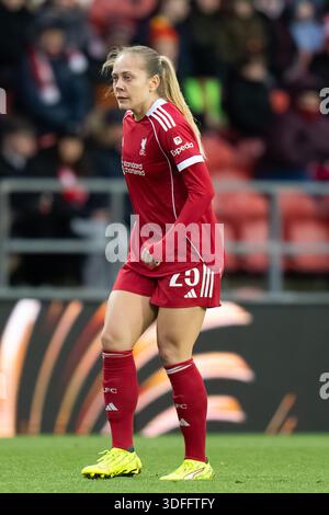 Liverpool gegen London City Lionesses Women’s Super League.ST HELENS, ENGLAND - 11. JANUAR 2026: Alice Bergström aus Liverpool während des Women's League Cup-Spiels zwischen Liverpool und London City Lionesses im St Helens Stadium am 11. Januar 2026 in St Helens, England. Stockfoto