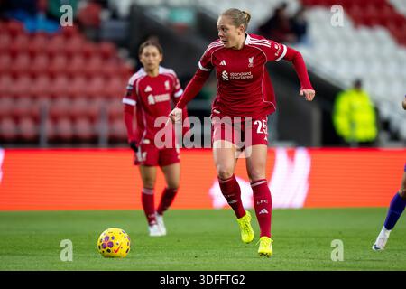 Liverpool gegen London City Lionesses Women’s Super League.ST HELENS, ENGLAND - 11. JANUAR 2026: Alice Bergström aus Liverpool während des Women's League Cup-Spiels zwischen Liverpool und London City Lionesses im St Helens Stadium am 11. Januar 2026 in St Helens, England. Stockfoto