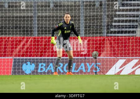 Liverpool gegen London City Lionesses Women’s Super League.ST HELENS, ENGLAND - 11. JANUAR 2026: Jennifer Falk aus Liverpool beim Women's League Cup Spiel zwischen Liverpool und London City Lionesses im St Helens Stadium am 11. Januar 2026 in St Helens, England. Stockfoto