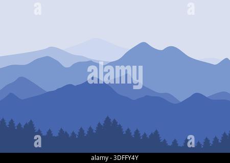 Tapete mit einer Landschaft, einer Bergkette Stock Vektor