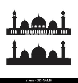 Silhouette Moschee Bauset für islamische Designelemente. Vektorabbildung Stock Vektor
