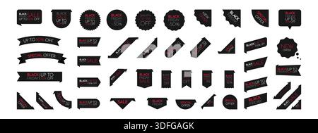 Modernes Set mit schwarzen Freitag-Stickern für Business Marketing Stock Vektor