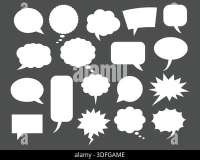 Leere leere Sprechblasen Silhouette isoliert auf monochrom Hintergrund Stock Vektor