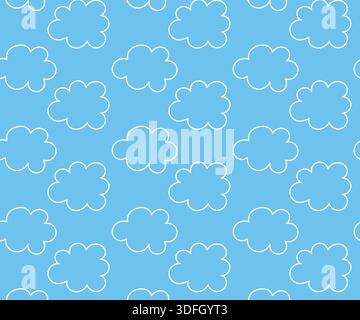 Wolkenmuster. Isolierter blauer Hintergrund. Vektorsymbole. Stock Vektor