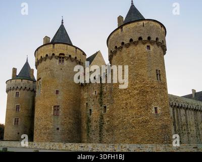 Fassade des Schlosses Suscinio, Sarzeau, Bretagne, Frankreich Stockfoto