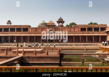 Historisches Fatehpur Sikri, UNESCO-Weltkulturerbe im Landkreis Agra, Uttar Pradesh, Nordindien. Stockfoto