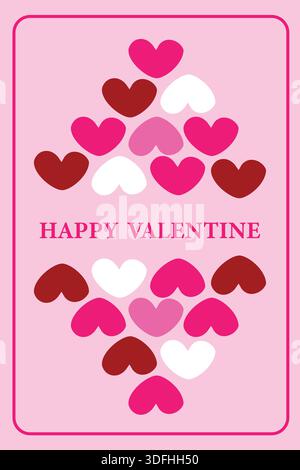Verspielte moderne abstrakte Valentinsillustration mit Herzsymbolen und hellen Farben, perfekt für Karten, Poster und Social-Media-Designs Stock Vektor