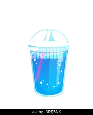 Zeichentrickfigur mit süßem blauem Wasser oder Limonade Stock Vektor