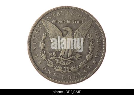 1887 US-Silber morgan-Dollar, umgekehrt Stockfoto