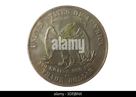 US Silver Trade Dollar, 1878, Münzzeichen von Carson City Stockfoto
