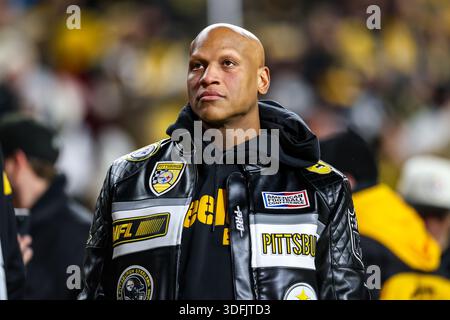 Pittsburgh, Pennsylvania, USA. Januar 2026. RYAN SHAZIER, ehemaliger Linebacker der Pittsburgh Steelers, vor dem NFL Playoff Football Spiel zwischen den Pittsburgh Steelers und den Houston Texans im Acrisure Stadium in Pittsburgh, Pennsylvania. (Kreditbild: © Brent Gudenschwager/ZUMA Press Wire) NUR REDAKTIONELLE VERWENDUNG! Nicht für kommerzielle ZWECKE! Stockfoto