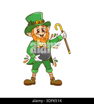 Cartoon-grooviger Leprechaun zum Saint Patrick's Day Stock Vektor