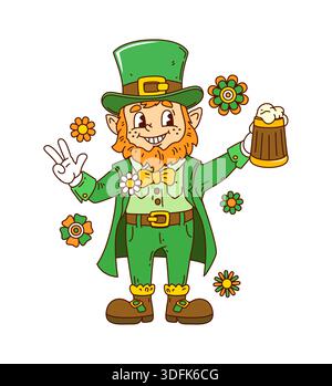 Cartoon-grooviger Leprechaun zum saint Patrick's Day Stock Vektor