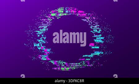 Pixel Glitch Ring Frame (Pixelabstand). Technologie-Banner Stock Vektor